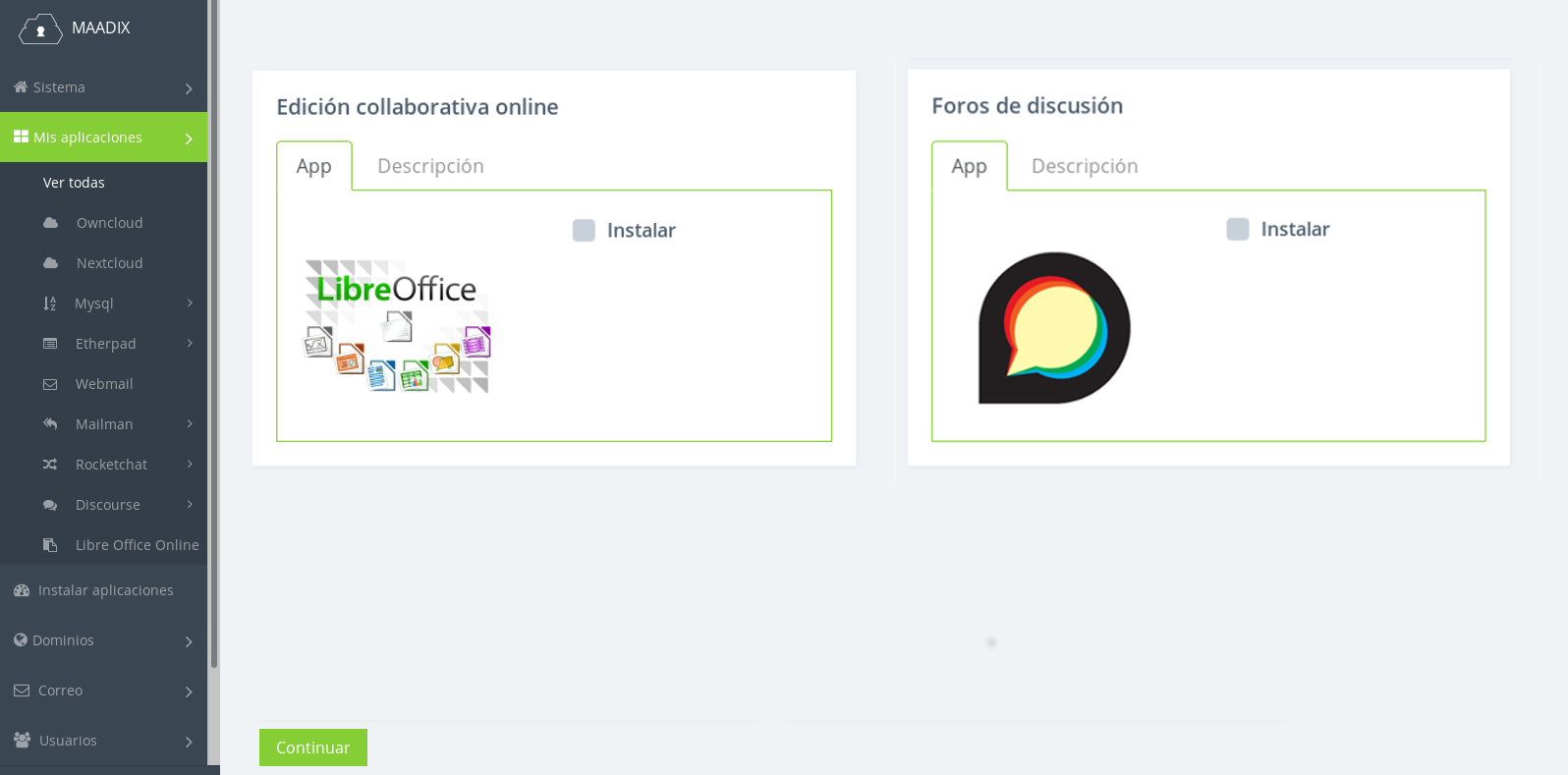 Instala LibreOffice online y Discourse en un clic